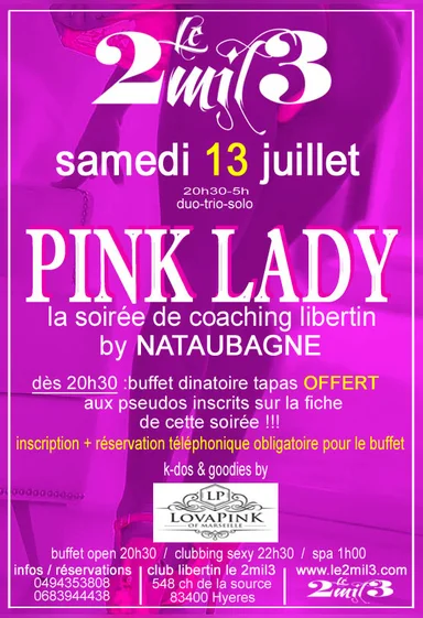 PINK LADY by NATAUBAGNE " LA SOIREE DE COACHING LIBERTIN "