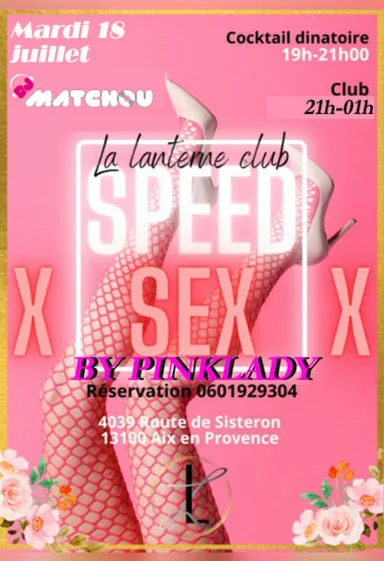 💥🔥SOIRÉE SPEED-SEX XXX 💥🔥BY PINKLADY💥🔥cocktail dînatoire offert à tous les inscrits wyylde qui ont réservé au 0601929304 📀🎛️DJ MATCHOU AUX PLATINES📀